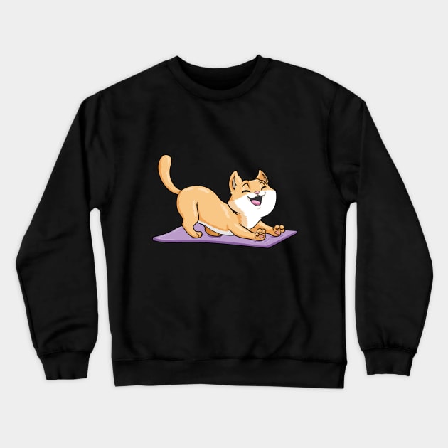 Cute cat on a yoga mat Crewneck Sweatshirt by Markus Schnabel